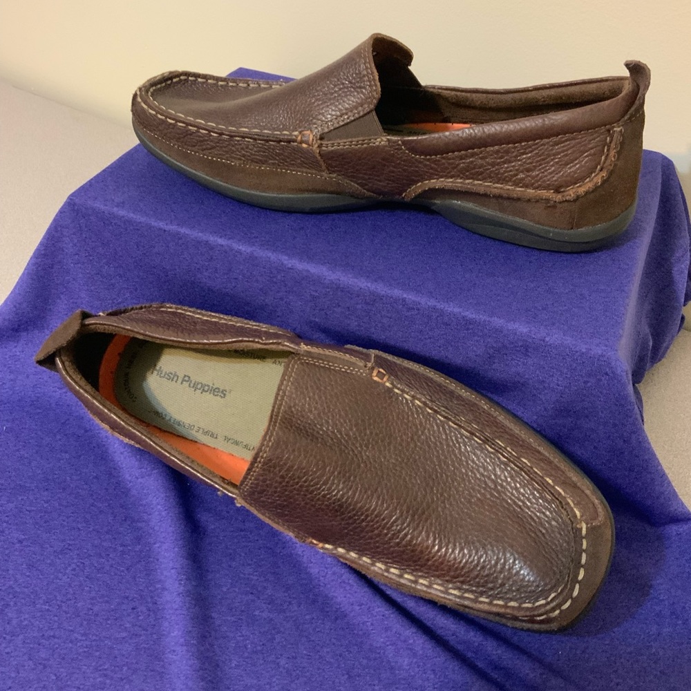 NWOT Hush Puppies Leather Brown Loafers Men’s 9.5
